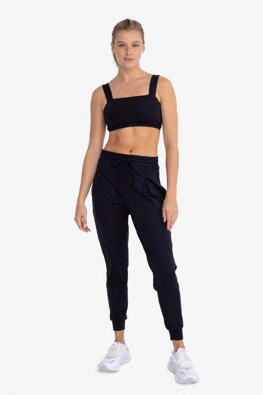 Mono B Solid Pleated Front Joggers - us.meeeshop