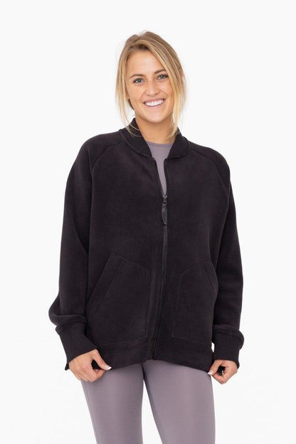 Women's Mono B Microfleece Bomber Jacket - us.meeeshop