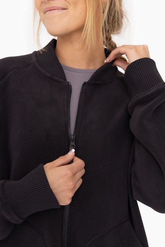 Women's Mono B Microfleece Bomber Jacket - us.meeeshop