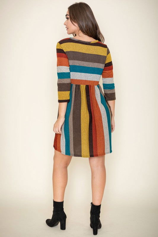 Multi Color Mini Dress us.meeeshop - 