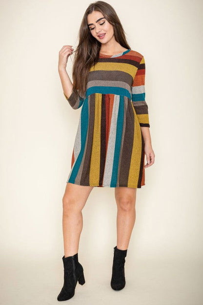 Multi Color Mini Dress us.meeeshop - 