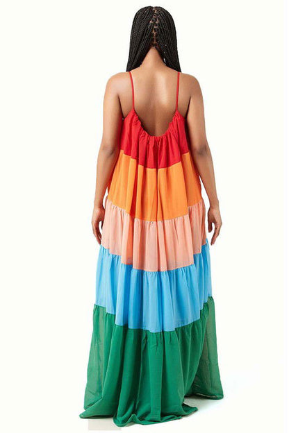 Multi Print Sexy Summer Maxi Dress us.meeeshop - 