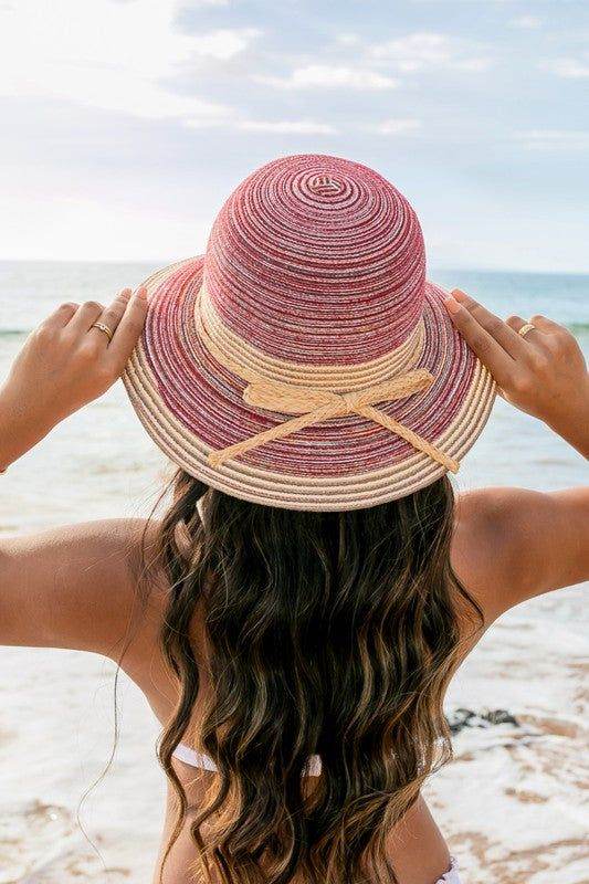 Multi-Stripe Bow Accent Bucket Sunhat - us.meeeshop