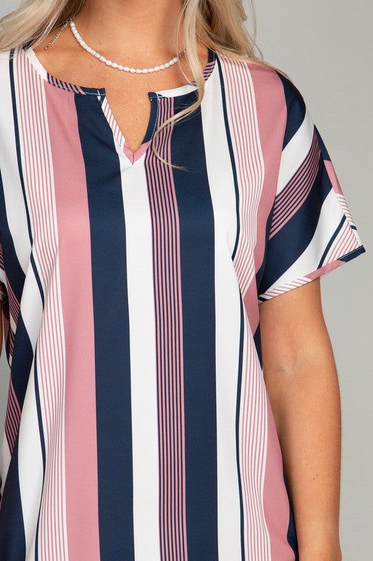 Multi striped print Tunic Dress us.meeeshop - 