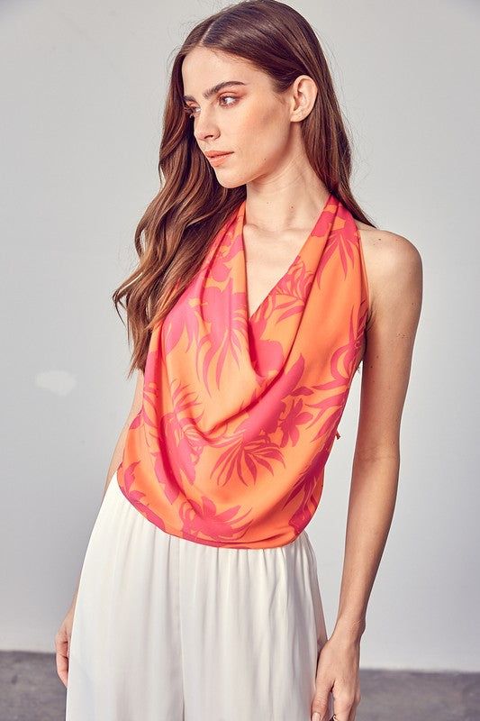 Multi Color Cowl Neck Top | us.meeeshop