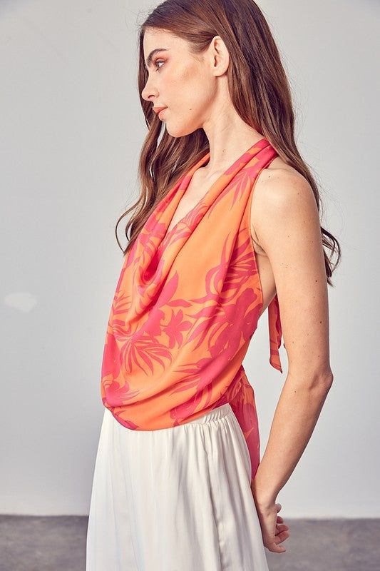 Multi Color Cowl Neck Top | us.meeeshop