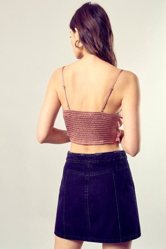 Mustard Seed Front Tie-Up Cami Crop Top us.meeeshop - 