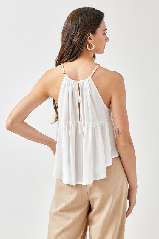 Mustard Seed | Halter Neck With Back Strap Flared Top us.meeeshop - 