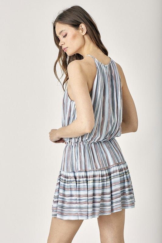 Mustard Seed Keyhole Neck Stripe Printed Dress us.meeeshop - 