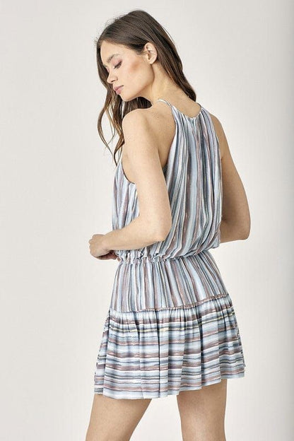 Mustard Seed Keyhole Neck Stripe Printed Dress us.meeeshop - 