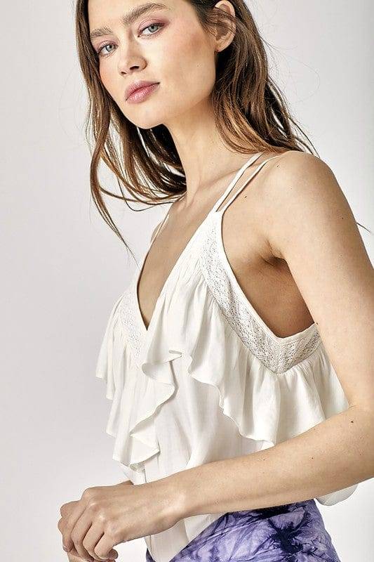 Mustard Seed Trim Detail with Ruffle Cami Top | us.meeeshop