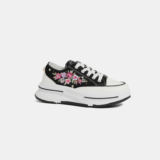 Nicole Lee USA Embroidery Detail Platform Lace-Up Sneakers us.meeeshop - Shoes