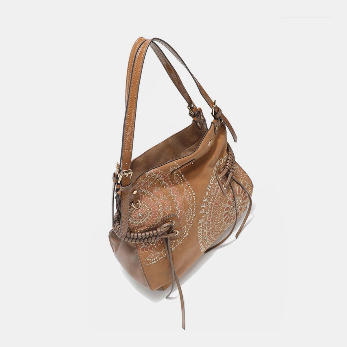 Nicole Lee USA Side Braided Tassel Inlaid Rhinestone Embroidery Hobo Bag us.meeeshop - 