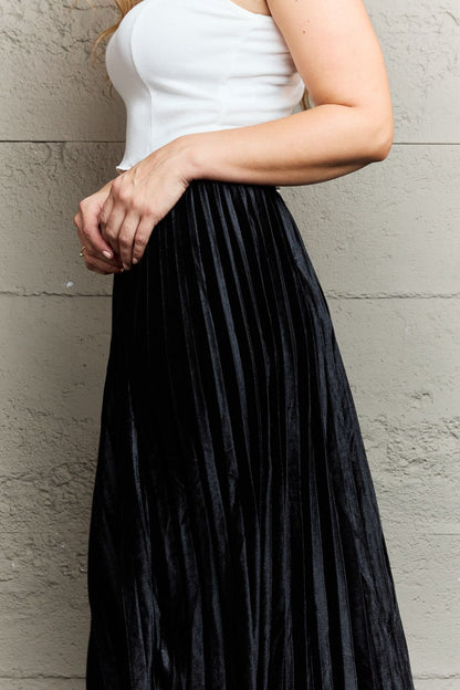 Ninexis | Accordion Pleated Flowy Midi Skirt us.meeeshop - 