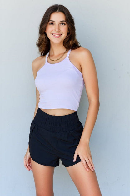 Ninexis Everyday Staple Soft Modal Short Strap Ribbed Tank Top in Lavender us.meeeshop - Shirts & Tops