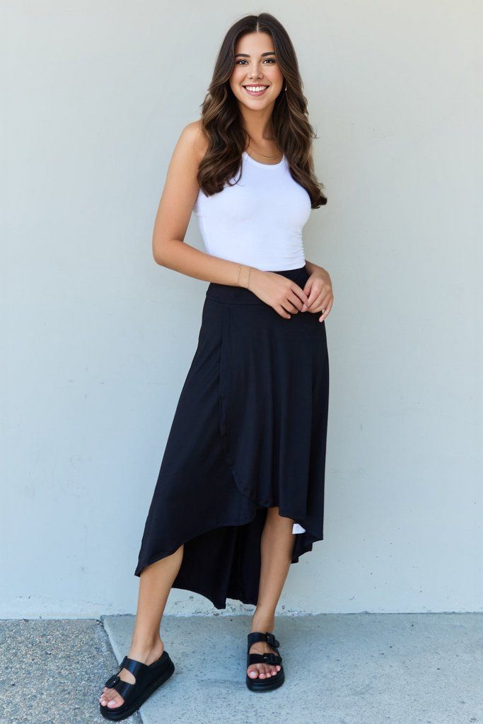 Ninexis First Choice High Waisted Flare Maxi Skirt in Black us.meeeshop - 