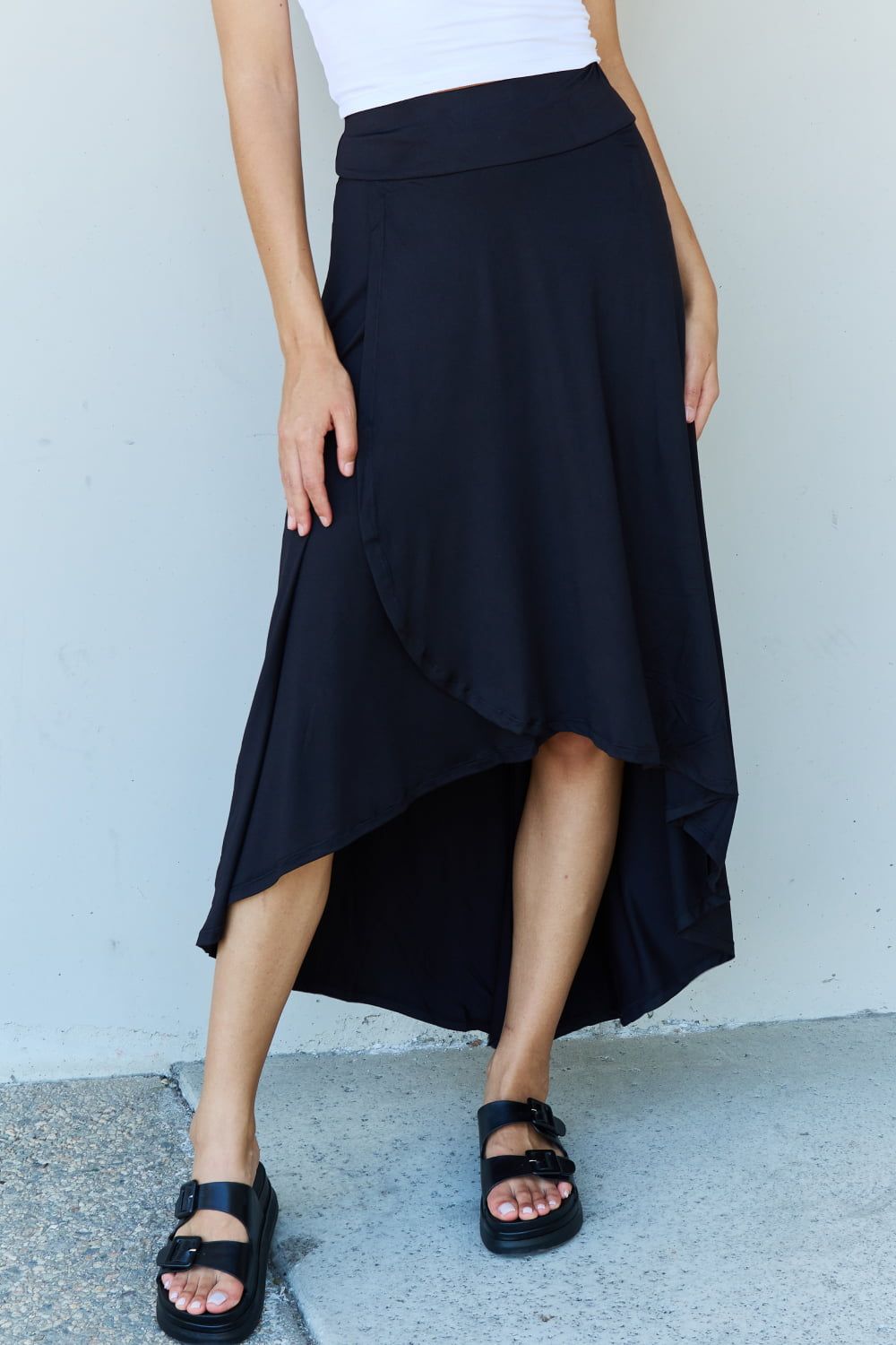 Ninexis First Choice High Waisted Flare Maxi Skirt in Black us.meeeshop - Skirts