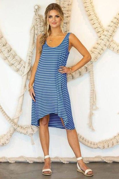 Ninexis | Flowy Soft Striped Hi Low Summer Dress us.meeeshop - 