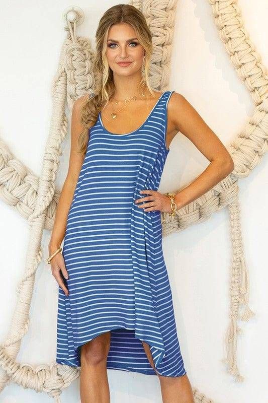 Ninexis | Flowy Soft Striped Hi Low Summer Dress us.meeeshop - Dresses