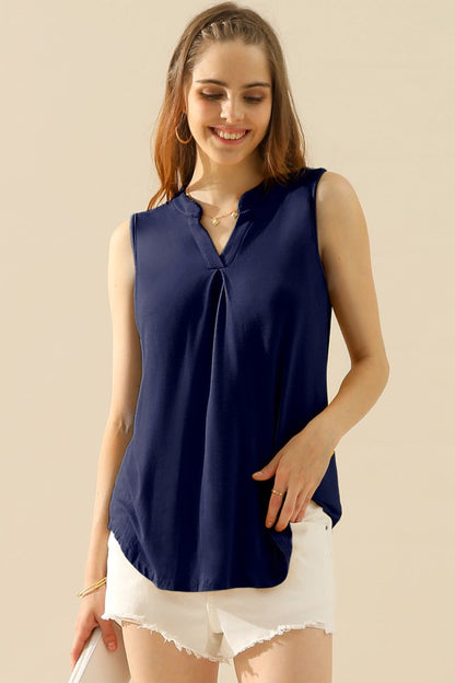 Ninexis Full Size Notched Sleeveless Top us.meeeshop - 