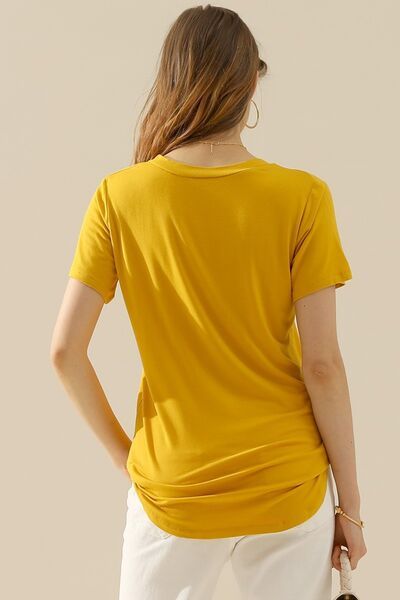 Ninexis Full Size V-Neck Short Sleeve T-Shirt us.meeeshop - 