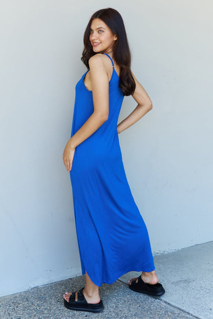 Ninexis Good Energy Full Size Cami Side Slit Maxi Dress in Royal Blue | us.meeeshop