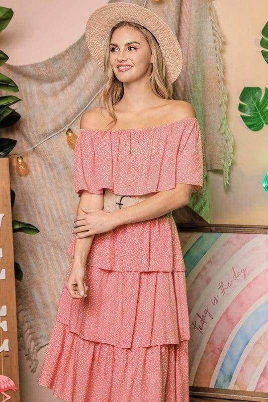 Ninexis | Off The Shoulder Three Layers Ruffle Dress - us.meeeshop