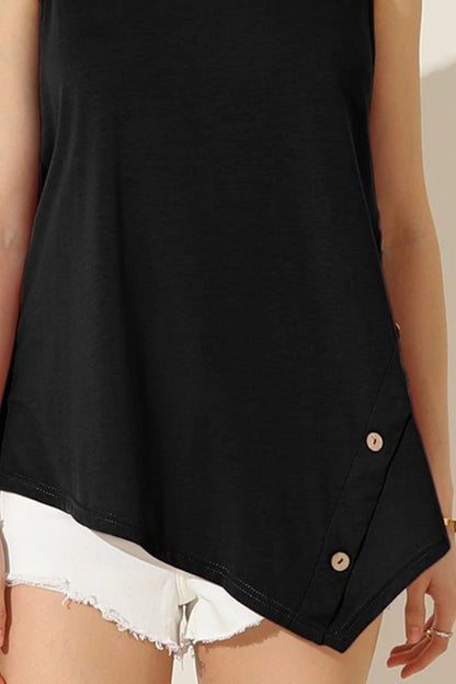 Ninexis Round Neck Button Side Tank us.meeeshop - 