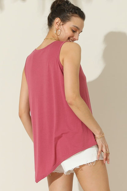 Ninexis Round Neck Button Side Tank us.meeeshop - 