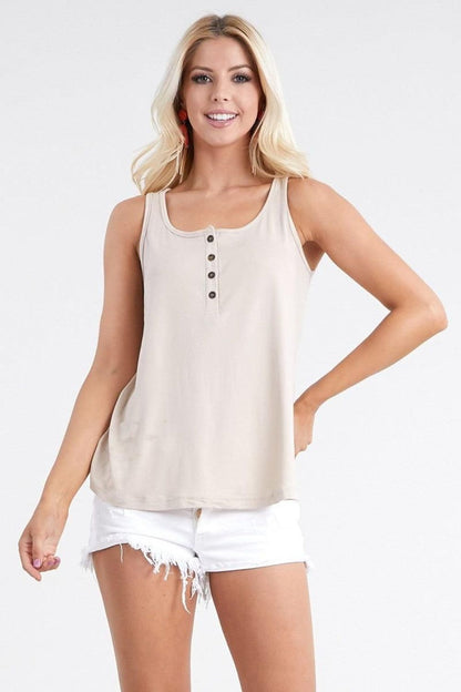 Ninexis Square Neck Half Button Tank us.meeeshop - 