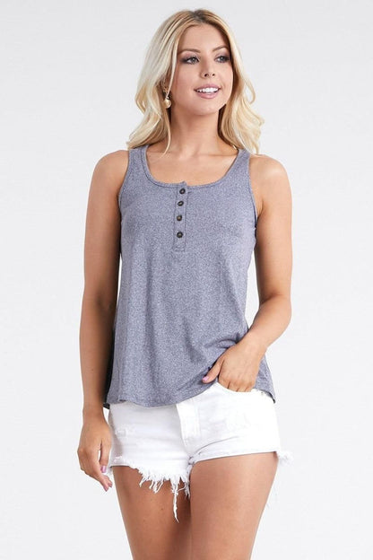 Ninexis Square Neck Half Button Tank us.meeeshop - 