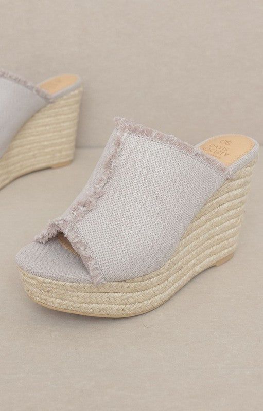 OASIS SOCIETY Bliss - Distressed Linen Wedge us.meeeshop - Shoes