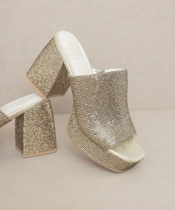 OASIS SOCIETY Crystal - Sparkling Platform Slide us.meeeshop - 