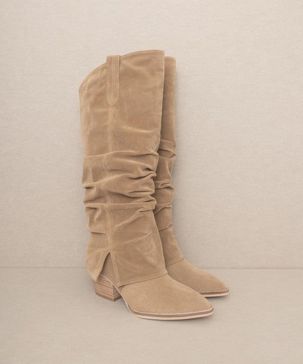 OASIS SOCIETY Thea - Fold Over Slit Jean Boots us.meeeshop - 