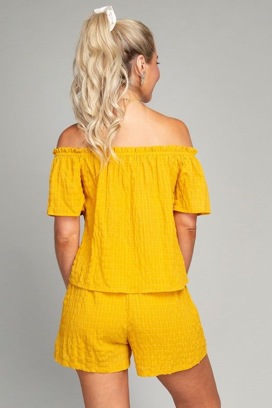 Off Shoulder Top & Shorts Pants Set us.meeeshop - 