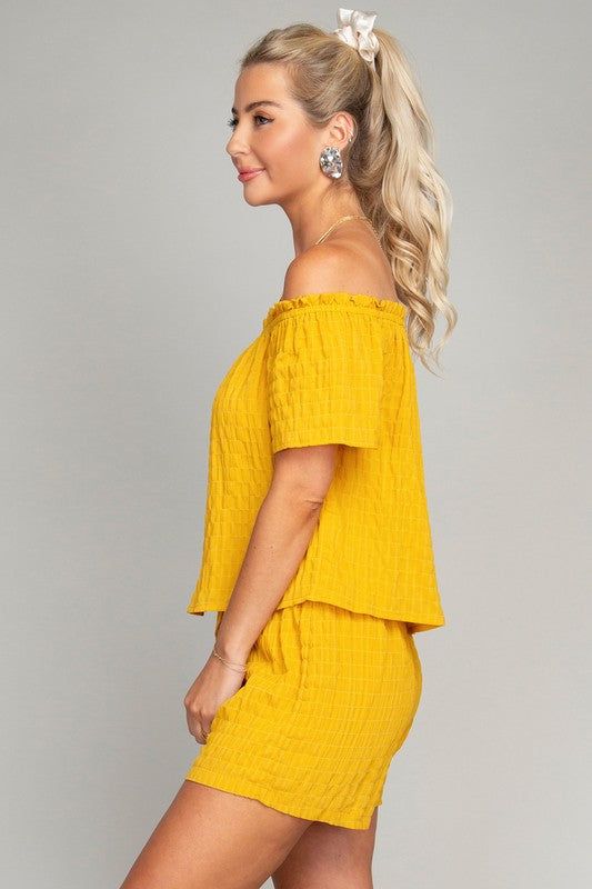 Off Shoulder Top & Shorts Pants Set us.meeeshop - 