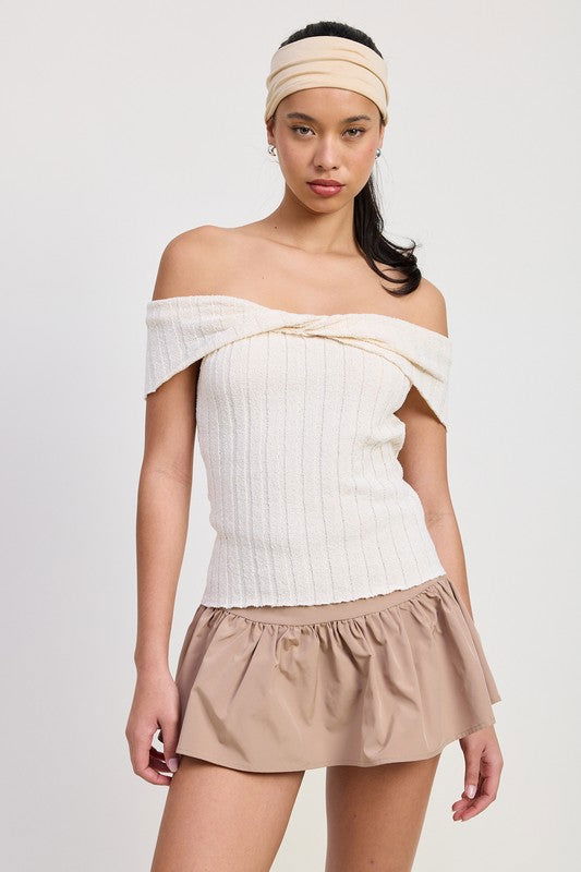 Off Shoulder Sweater Top us.meeeshop - 