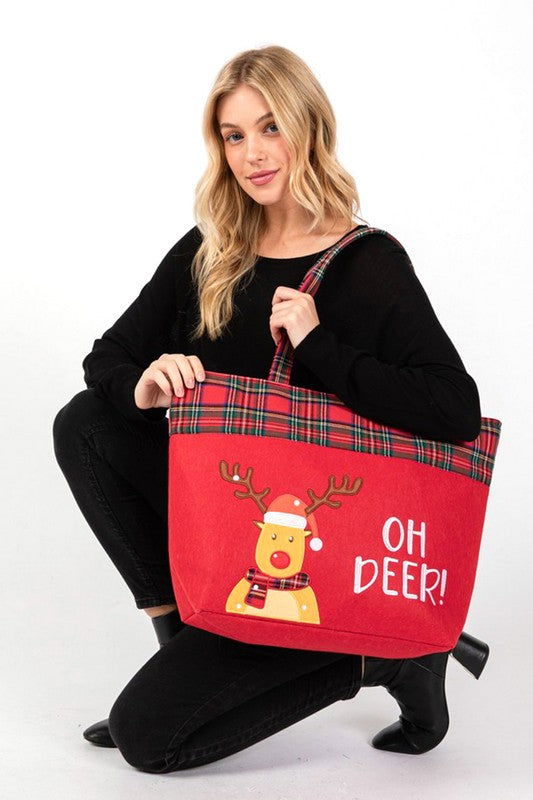 Oh Deer Christmas Oversize Tote us.meeeshop - Handbags