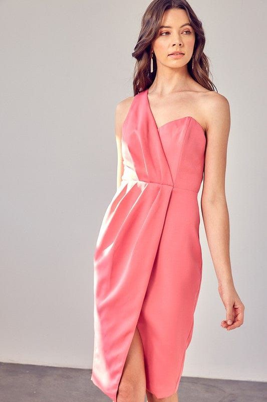 One Shoulder Overlap Dress us.meeeshop - Dresses