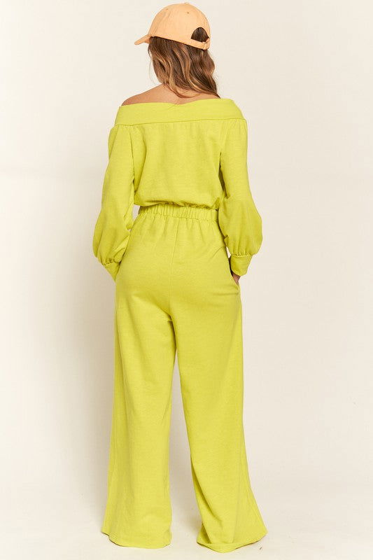 One Shoulder Terry Jumpsuit Plus us.meeeshop - 