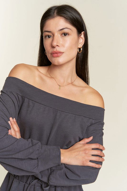 One Shoulder Terry Jumpsuit Plus us.meeeshop - 