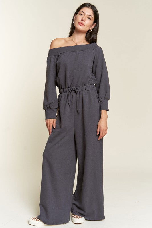 One Shoulder Terry Jumpsuit Plus us.meeeshop - Jumpsuits & Rompers