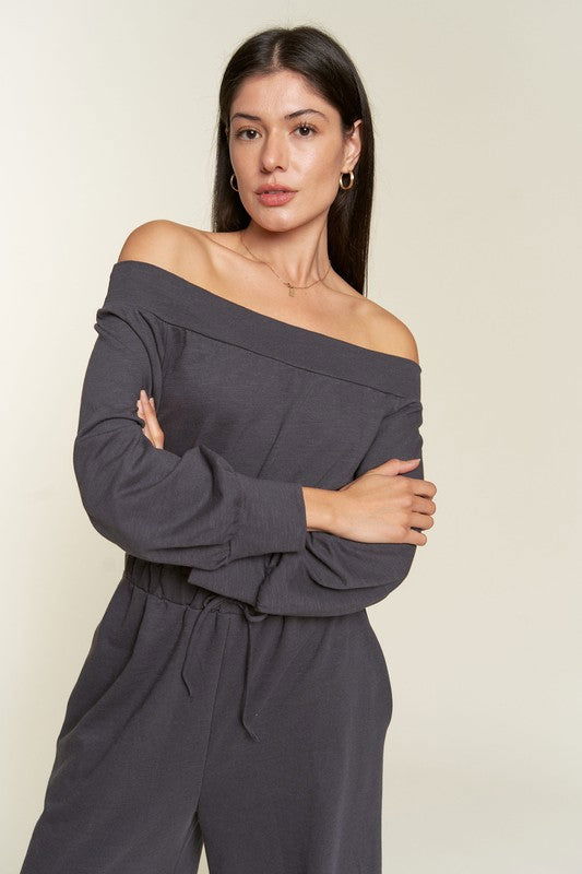 One Shoulder Terry Jumpsuit Plus us.meeeshop - 