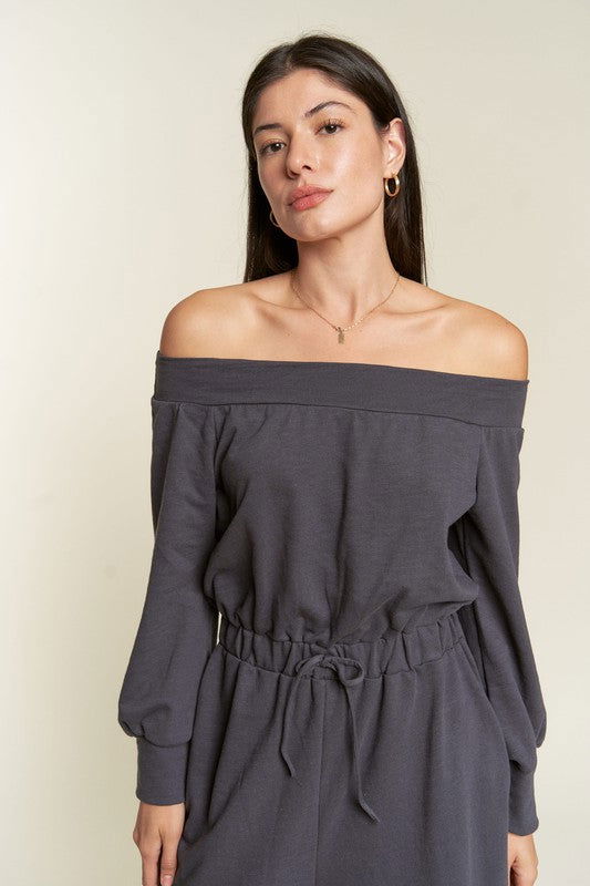 One Shoulder Terry Jumpsuit Plus us.meeeshop - 