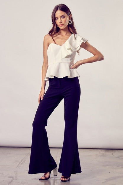 Women's One Shoulder Ruffle Peplum Top - us.meeeshop