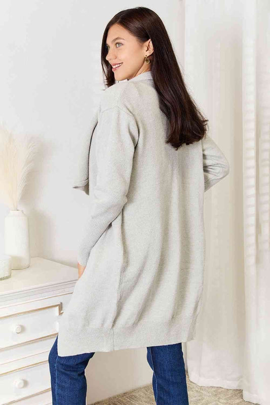 Open Front Duster Cardigan with Pockets - us.meeeshop