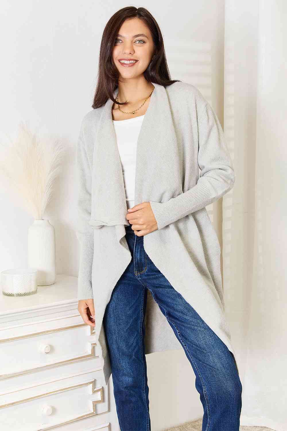 Open Front Duster Cardigan with Pockets | us.meeeshop