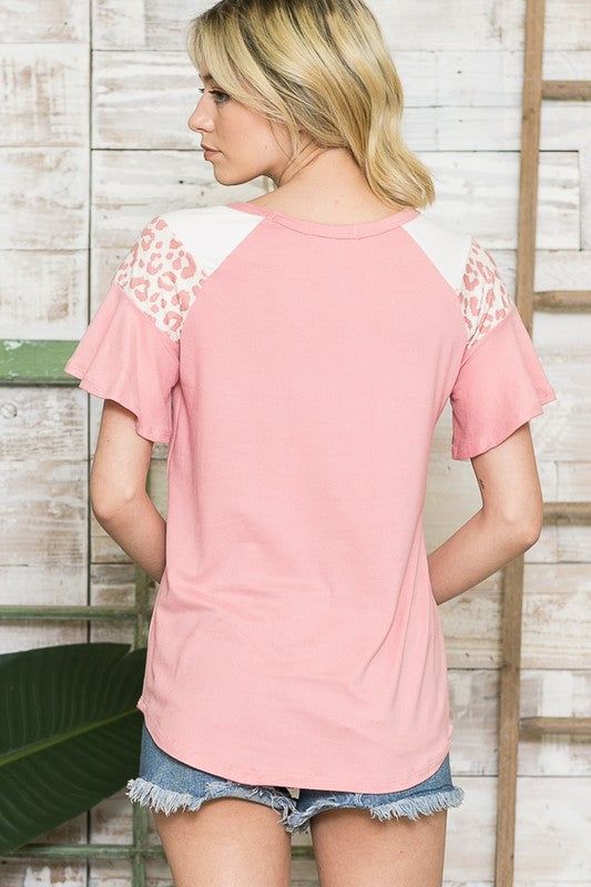 Orange Farm Clothing | Multi Fabric Contrast Ruffle Slv Top us.meeeshop - 