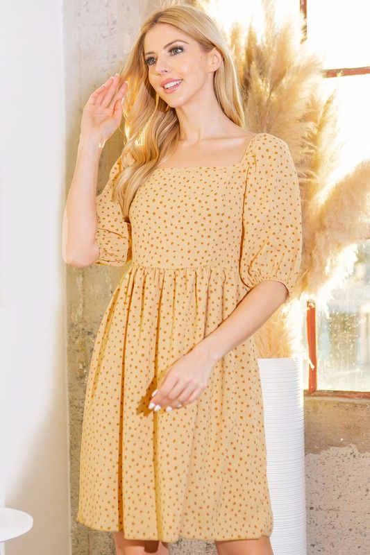 Orange Farm Clothing | Spagetti Tie Back Puff Sleeve Woven Dress us.meeeshop - 