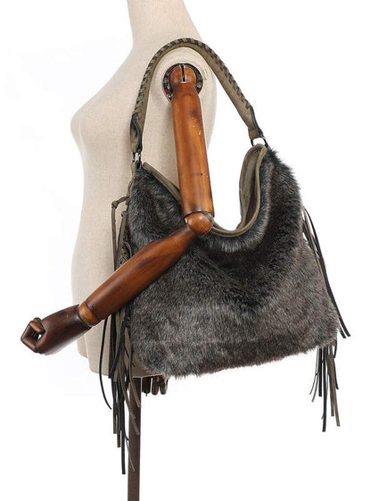 Oversize Hobo Bag for Women Fringe Fur purse | us.meeeshop